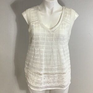 Maeve White Sleeveless Knit Top